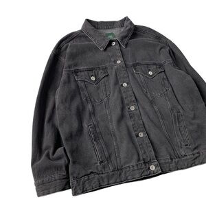 wild fable Black Washed Denim Jacket with Green Label